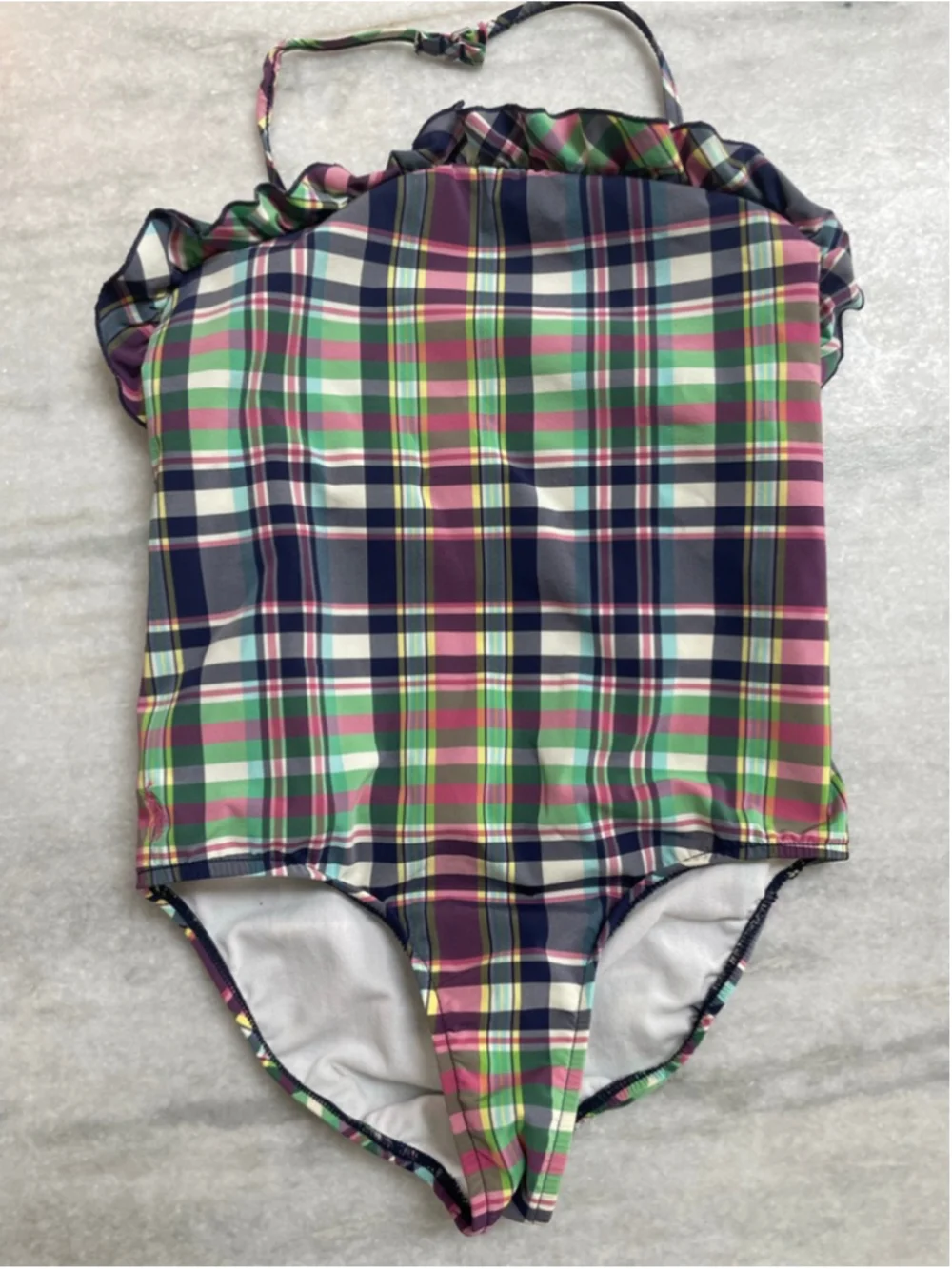 Ralph Lauren Girls Plaid Halter One Piece Swimsuit Size 6